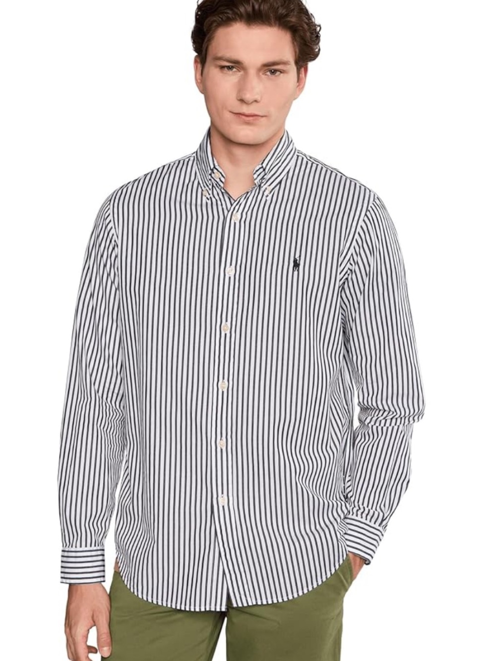 NWOT Ralph Lauren Navy and White Striped Button-Down Shirt